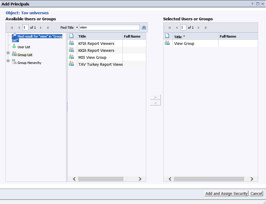 Add and Assign Security